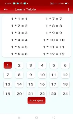 Multiplication Table Quiz android App screenshot 2